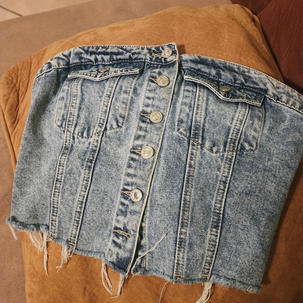 SHEIN Light Blue Denim Top